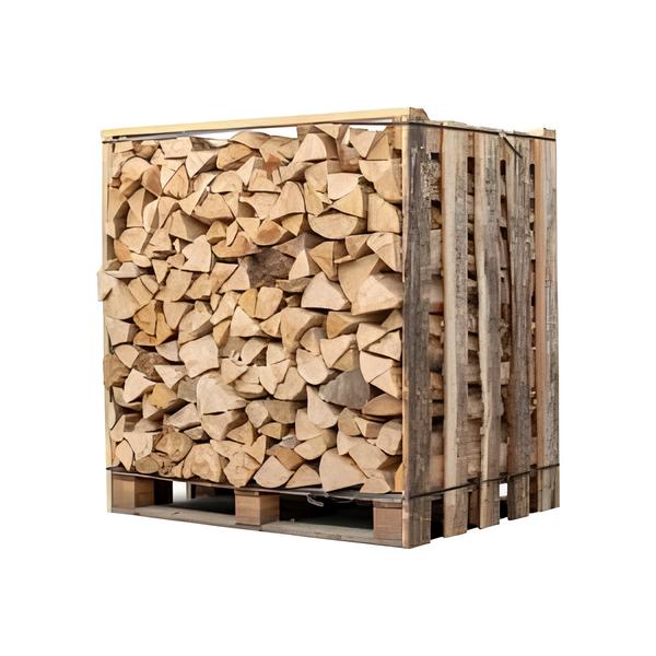 Caja de 1,50 metros cúbicos de leña de 30cm – palet de madera partida y cortada de 1,05m³ roble/haya/castaño