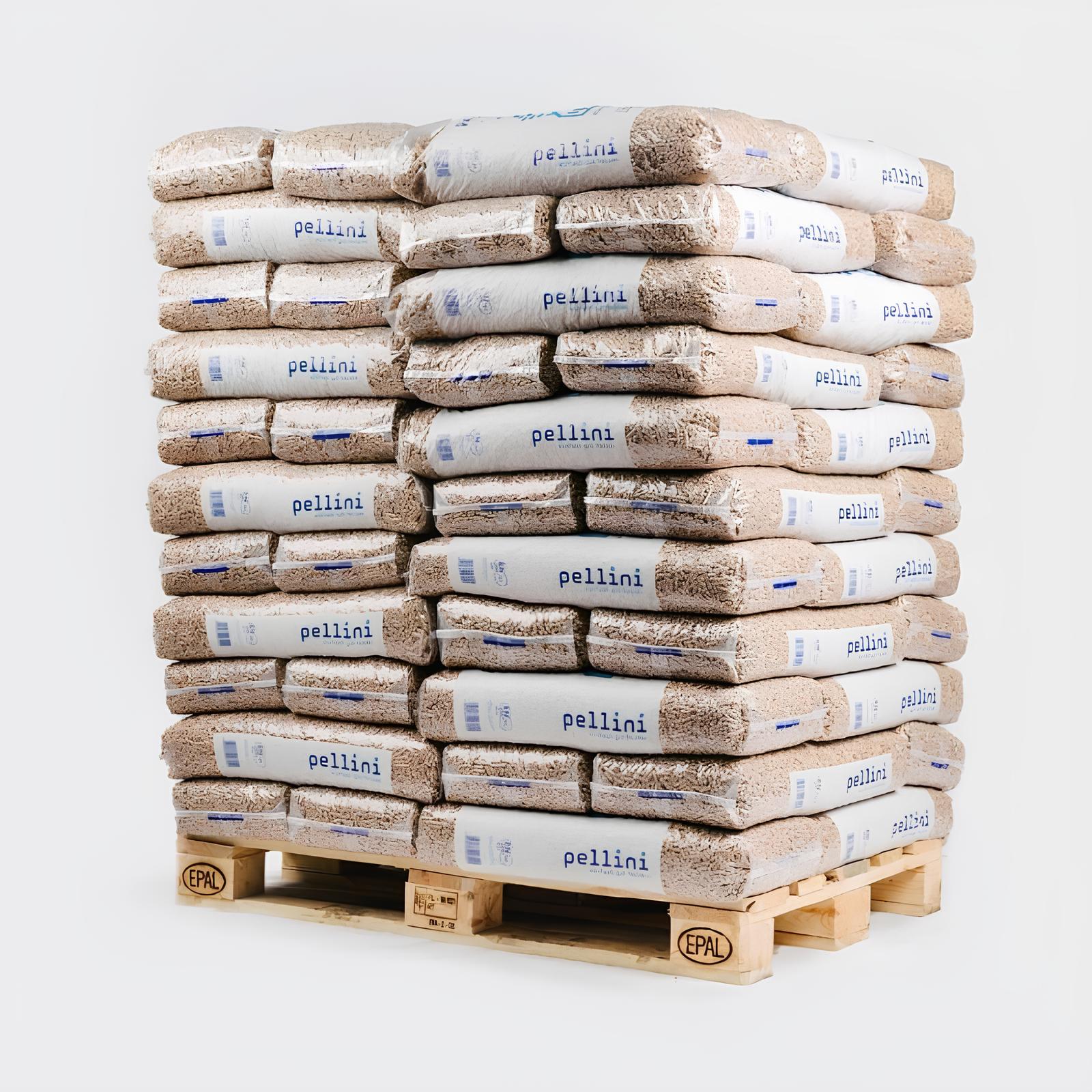 Deux palettes de granulés Pellets LDD (130 sacs de 15 kg)
