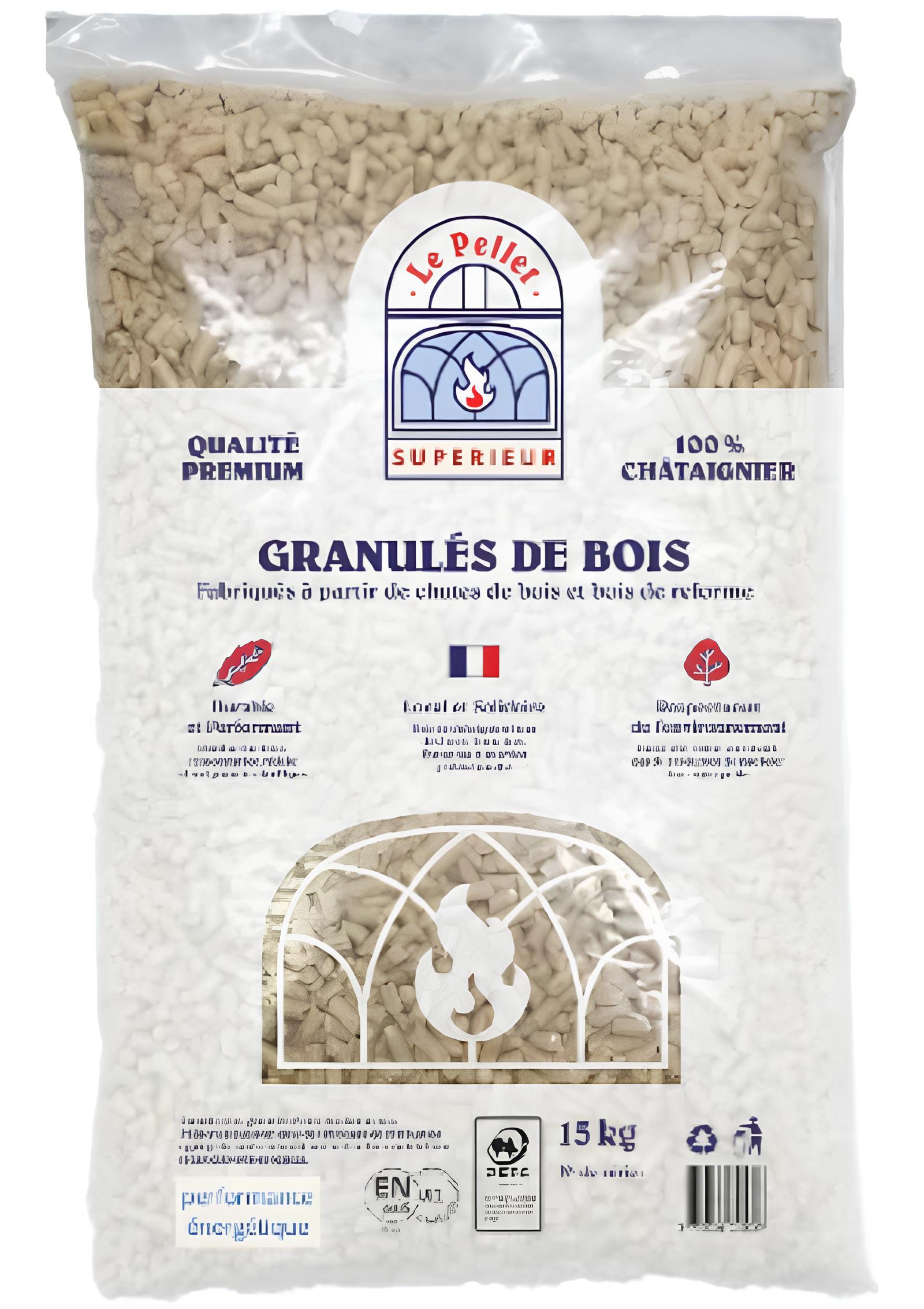 Palette de granulés Arédien – 100% châtaignier – ENplus A1 (70 sacs de 15 kg)