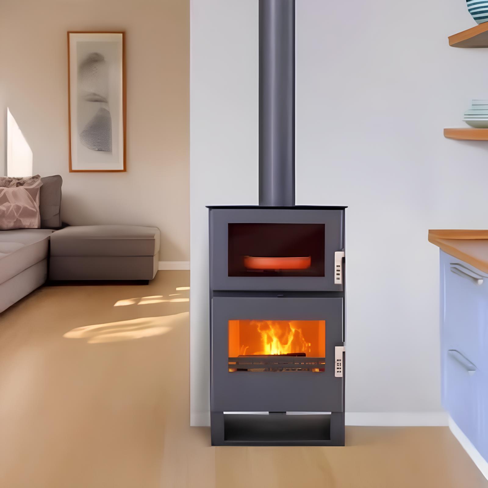 Poêle à bois avec four et plaque de cuisson Pramoda – 9 kW